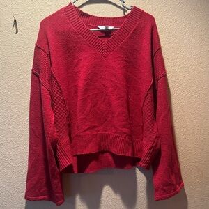 Time and Tru Women's Red V-Neck Sweater